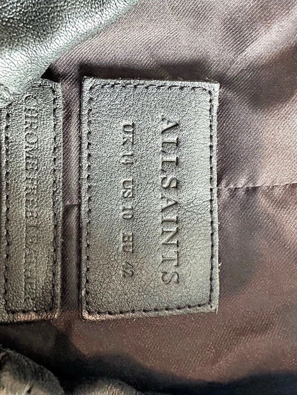 ALLSAINTS Cropped Leather Pascao Jacket Black Size 10 - Picture 5 of 5